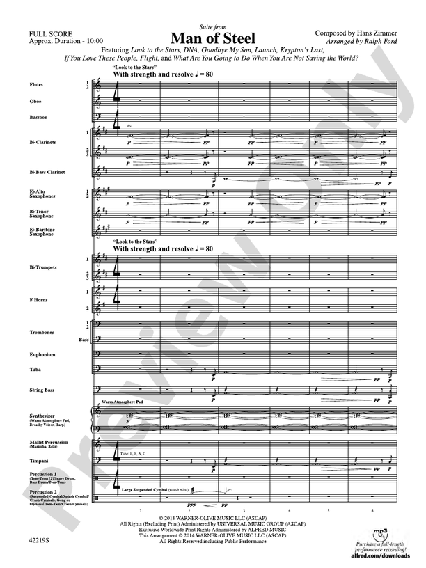 Man of Steel, Suite from - Concert Band Conductor Score & Parts (Digital Download)