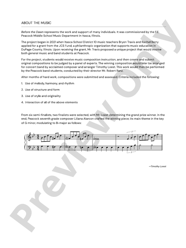 Before the Dawn – Concert Band Conductor Score & Parts (Digital Download)