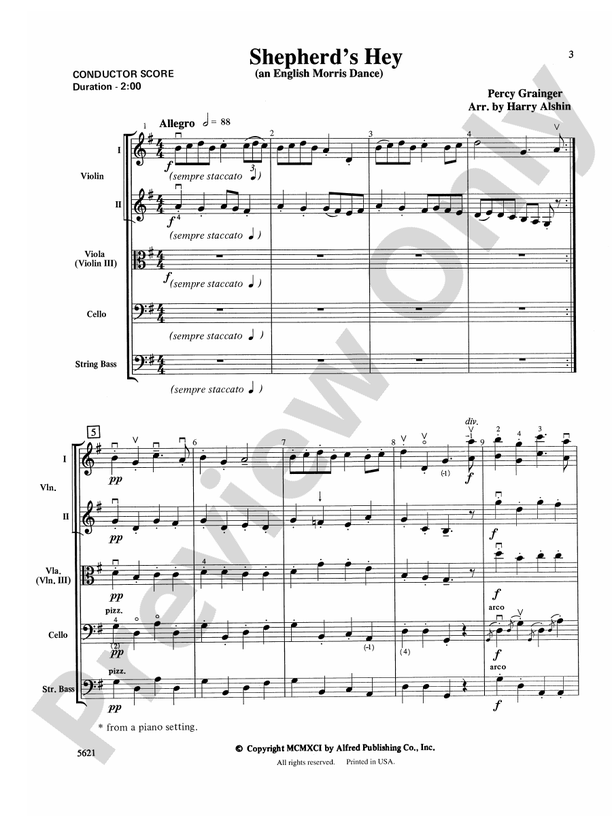 Shepherds Hey (an English Morris Dance) – String Orchestra Conductor Score & Parts (Digital Download)