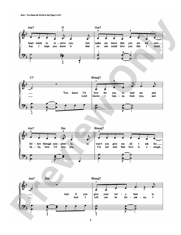 You Mean the World to Me - Arr. Dan Coates - Easy Piano (Digital Download)