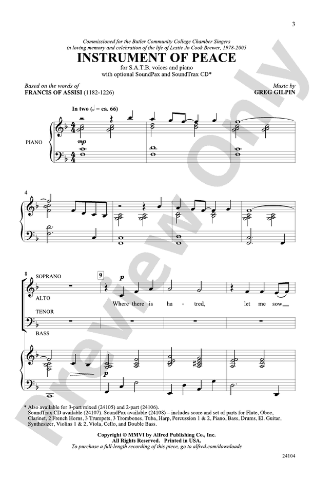 Instrument of Peace – SATB Choral Octavo (Digital Download)