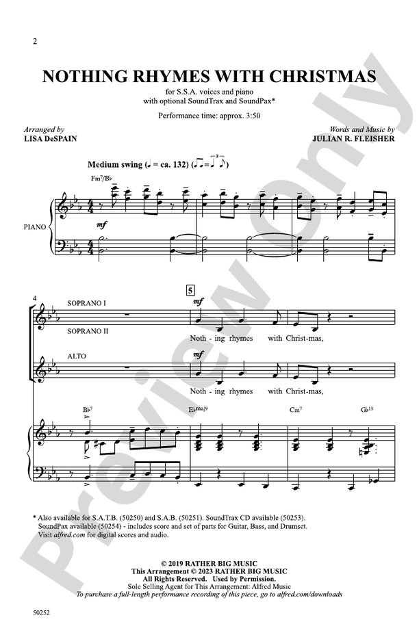 Nothing Rhymes with Christmas - SSA Choral Octavo (Digital Download)