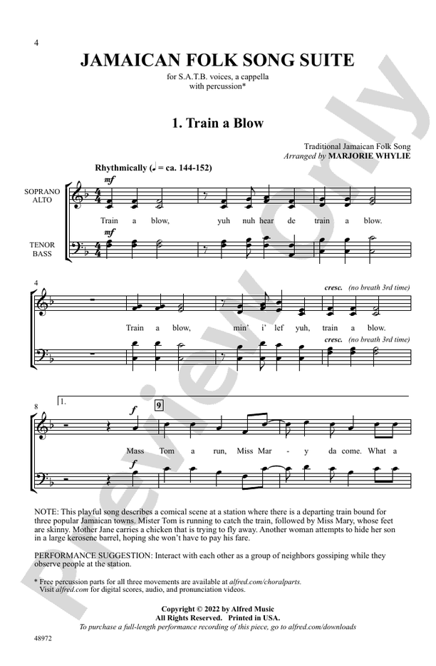 Jamaican Folk Song Suite - SATB, a cappella Choral Octavo (Digital Download)