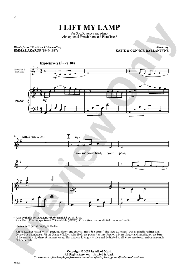 I Lift My Lamp – SAB Choral Octavo (Digital Download)