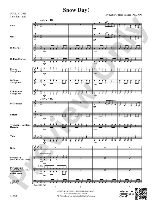 Snow Day! - Concert Band Conductor Score & Parts(Digital Download)