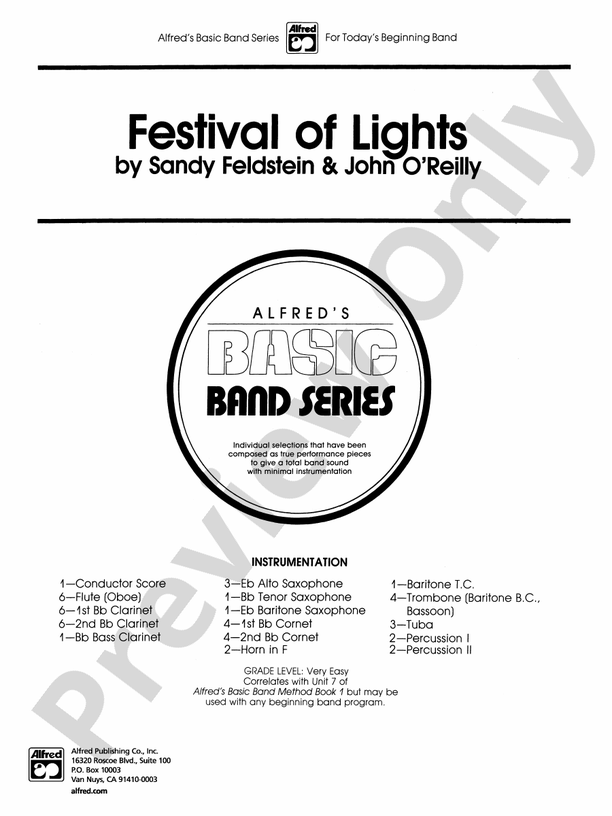Festival of Lights (with optional chorus) - Concert Band Conductor Score & Parts (Digital Download)