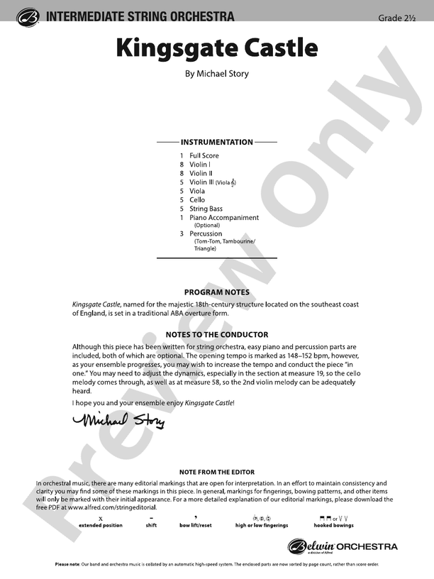 Kingsgate Castle - String Orchestra Conductor Score & Parts (Digital Download)