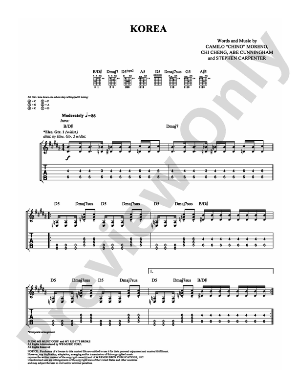 Korea - Guitar TAB (Digital Download)