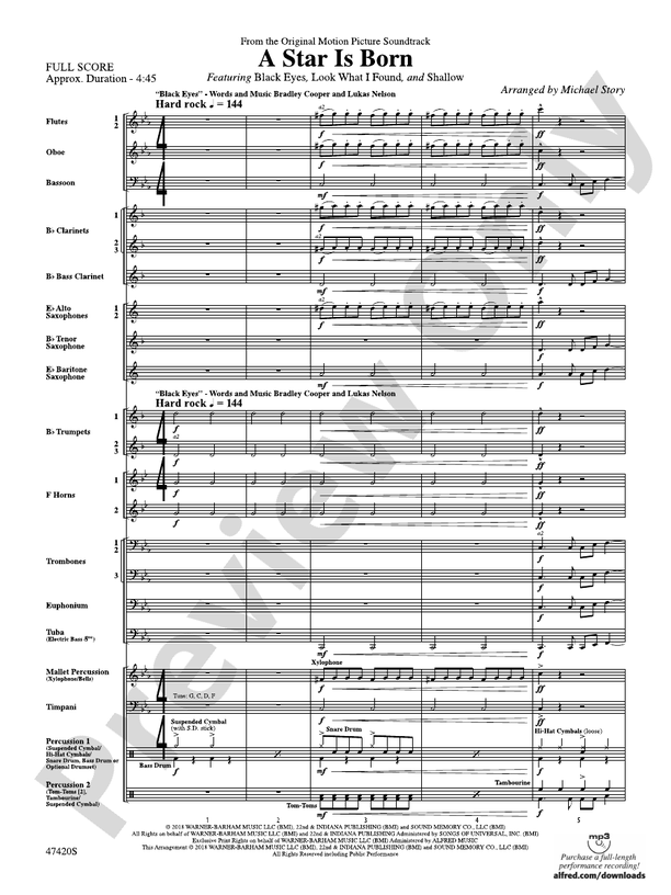 A Star Is Born - Concert Band Conductor Score & Parts (Digital Download)