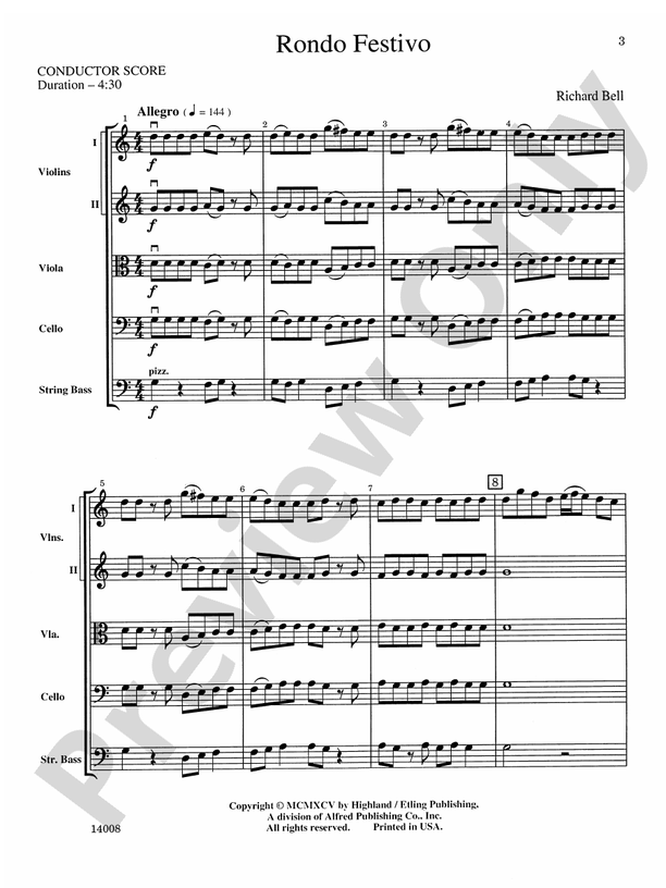 Rondo Festivo – String Orchestra Conductor Score & Parts (Digital Download)