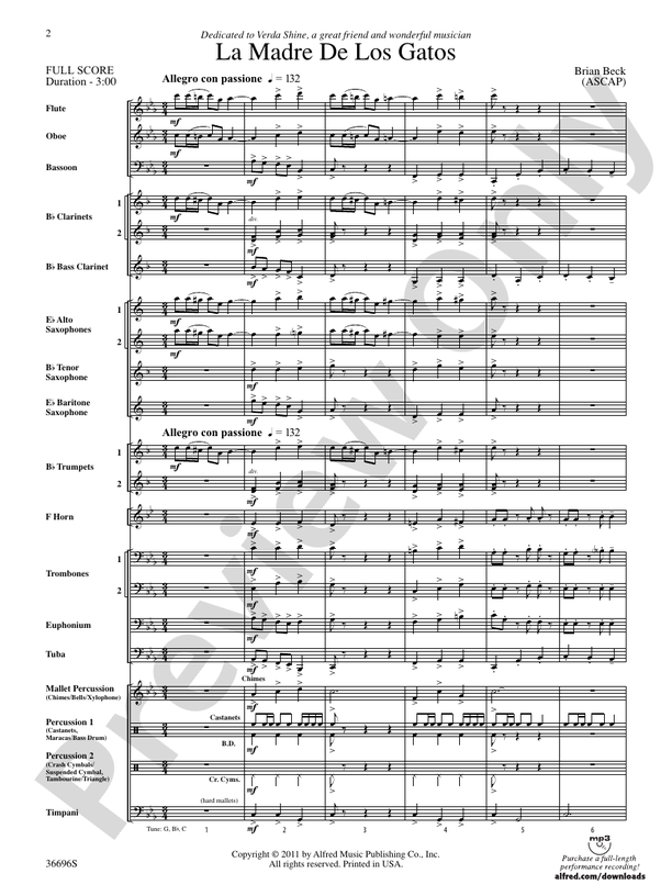 La Madre de los Gatos - Concert Band Conductor Score & Parts (Digital Download)