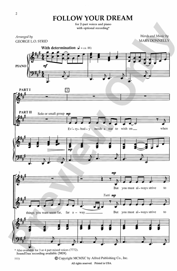 Follow Your Dream – 2-Part Choral Octavo (Digital Download)