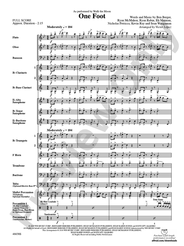 One Foot - Concert Band Conductor Score & Parts (Digital Download)