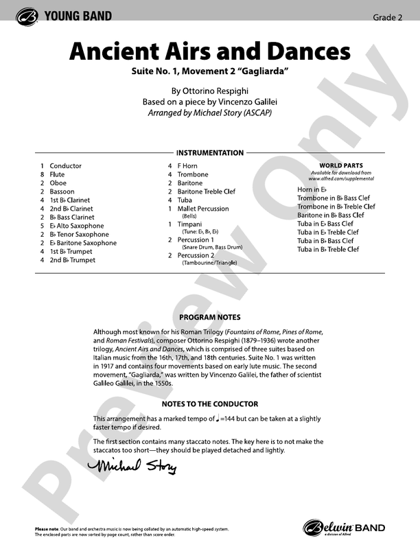 Ancient Airs and Dances (Grade 2) - Concert Band Conductor Score & Parts (Digital Download)