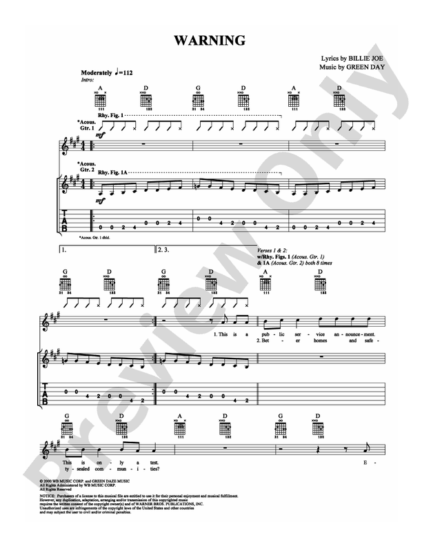 Warning - Guitar TAB (Digital Download)