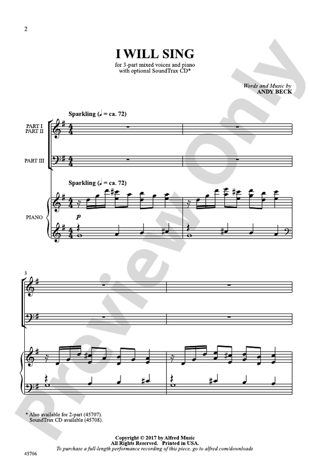 I Will Sing – 3-Part Choral Octavo (Digital Download)