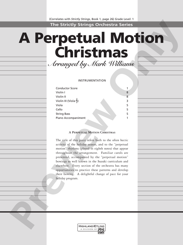 A Perpetual Motion Christmas – String Orchestra Conductor Score & Parts (Digital Download)