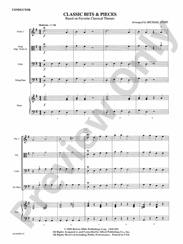 Classic Bits & Pieces – String Orchestra Conductor Score & Parts (Digital Download)