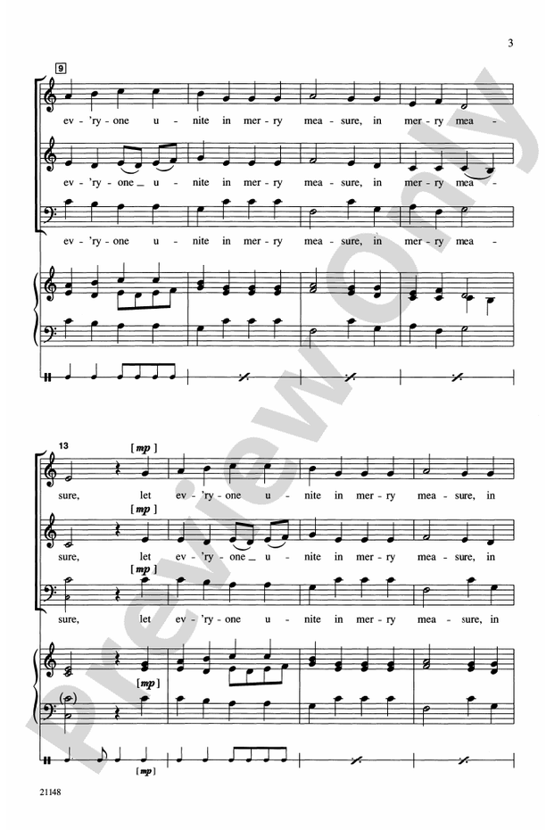 Come, Celebrate with Joyful Pleasure – 3-Part Mixed, a cappella Choral Octavo (Digital Download)
