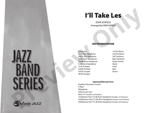 I'll Take Les - Jazz Ensemble Conductor Score & Parts (Digital Download)