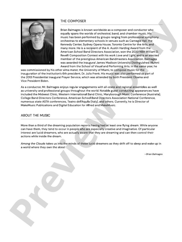 Among the Clouds – Concert Band Conductor Score & Parts (Digital Download)