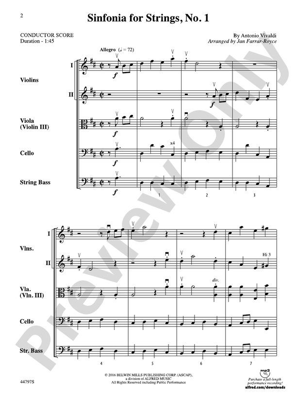 Sinfonia for Strings, No. 1 - String Orchestra Conductor Score & Parts (Digital Download)