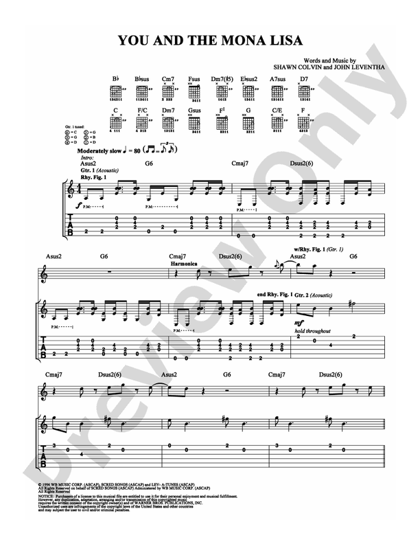 You and the Mona Lisa - Guitar TAB (Digital Download)