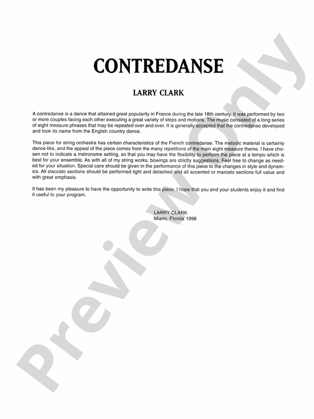 Contredanse – String Orchestra Conductor Score & Parts (Digital Download)