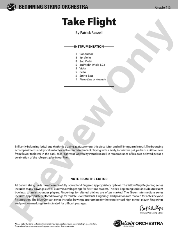 Take Flight - String Orchestra Conductor Score & Parts (Digital Download)