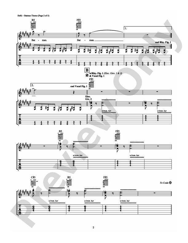 Batman Theme - Guitar TAB (Digital Download)