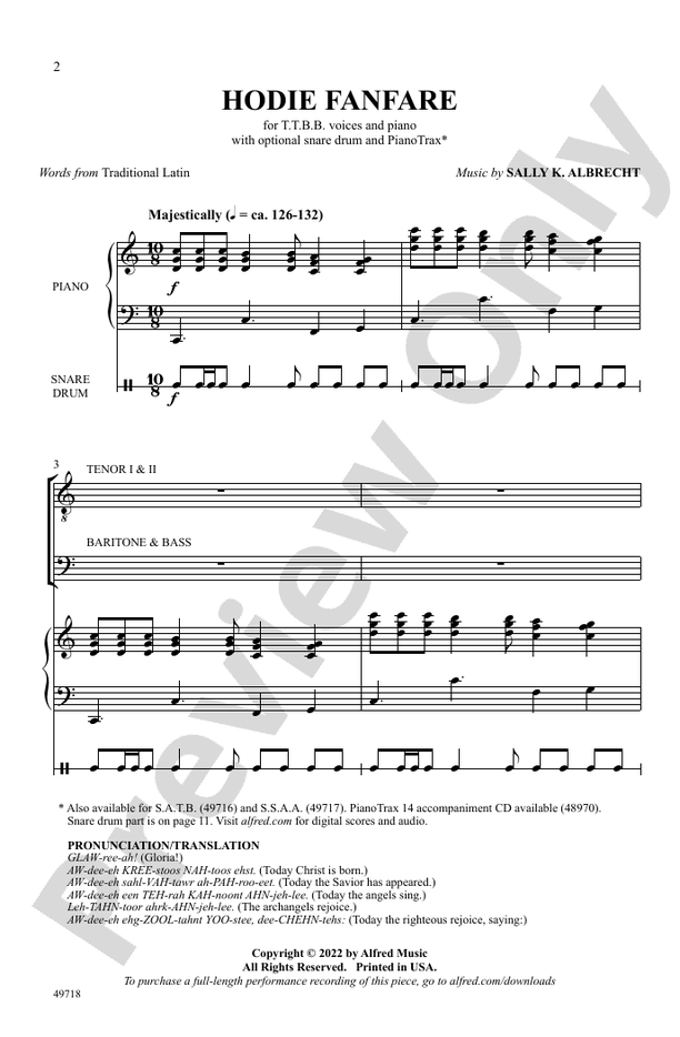 Hodie Fanfare - TTBB Choral Octavo (Digital Download)