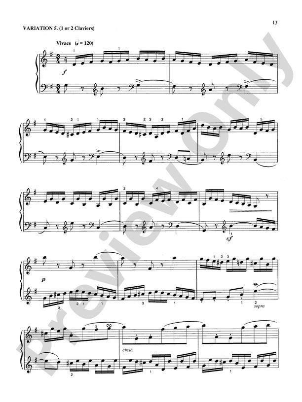 Bach - Goldberg Variations - Piano Solo (Digital Download)
