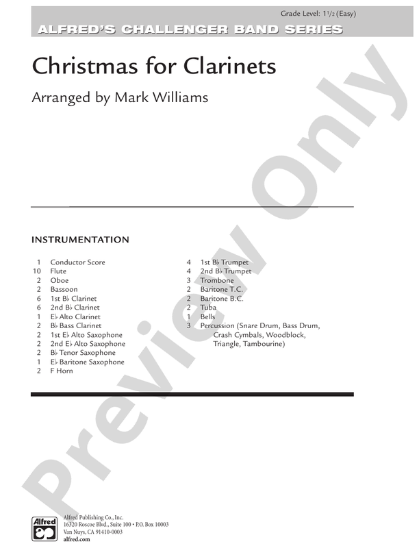 Christmas for Clarinets - Concert Band Conductor Score & Parts (Digital Download)