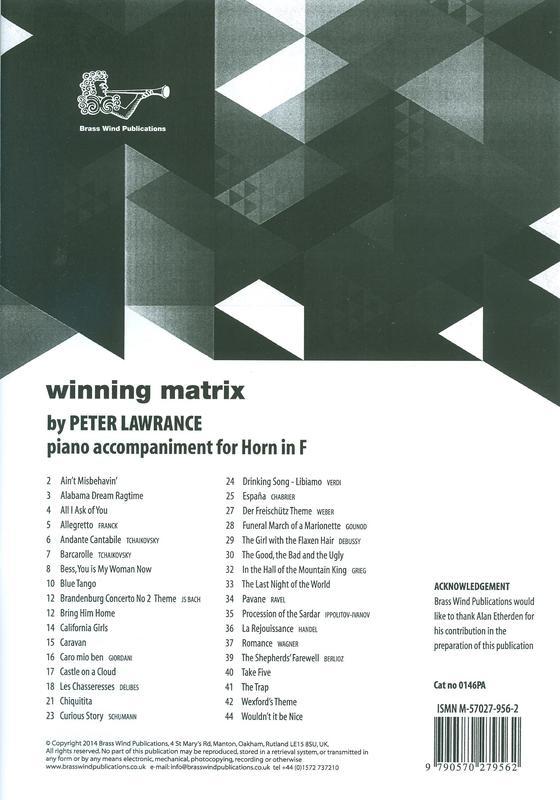 WINNING MATRIX FOR FRENCH HORN PNO ACCOMP BOOK - FRENCH HORN - BRASS WIND