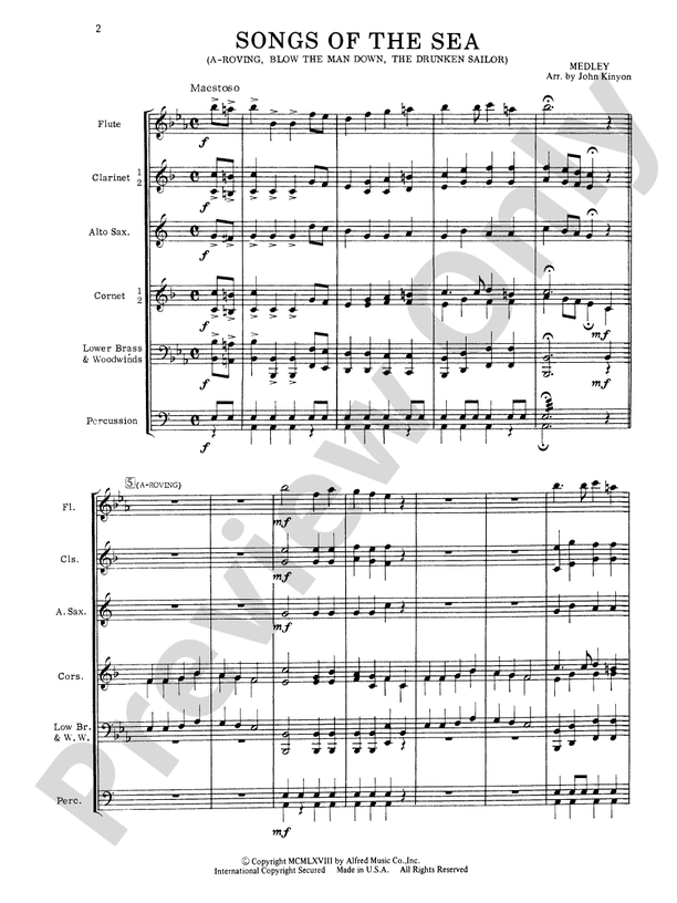 Songs of the Sea (Medley) - Concert Band Conductor Score & Parts (Digital Download)
