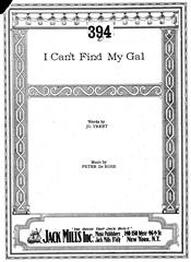 I Can't Find My Gal - Vocal/Piano (Digital Download)