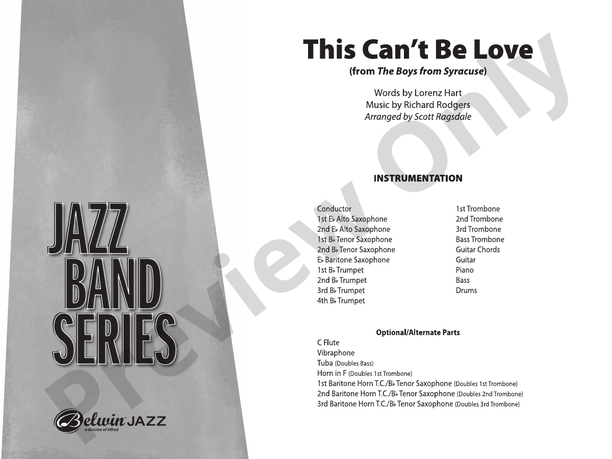 This Can't Be Love – Jazz Ensemble Conductor Score & Parts (Digital Download)