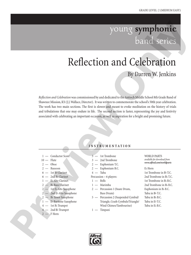 Reflection and Celebration - Concert Band Conductor Score & Parts (Digital Download)
