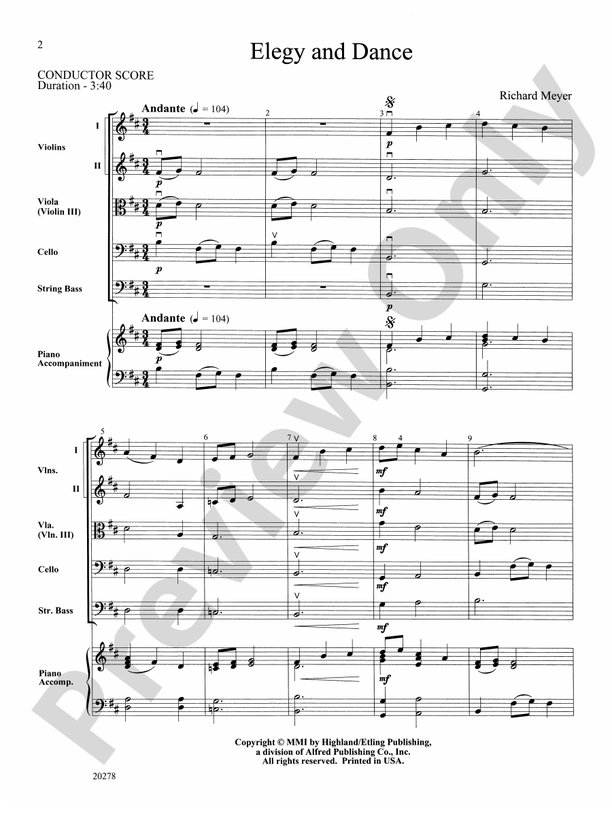 Elegy and Dance – String Orchestra Conductor Score & Parts (Digital Download)