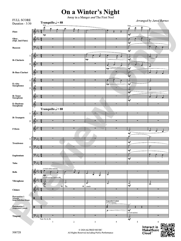 On a Winter's Night – Concert Band Score & Parts