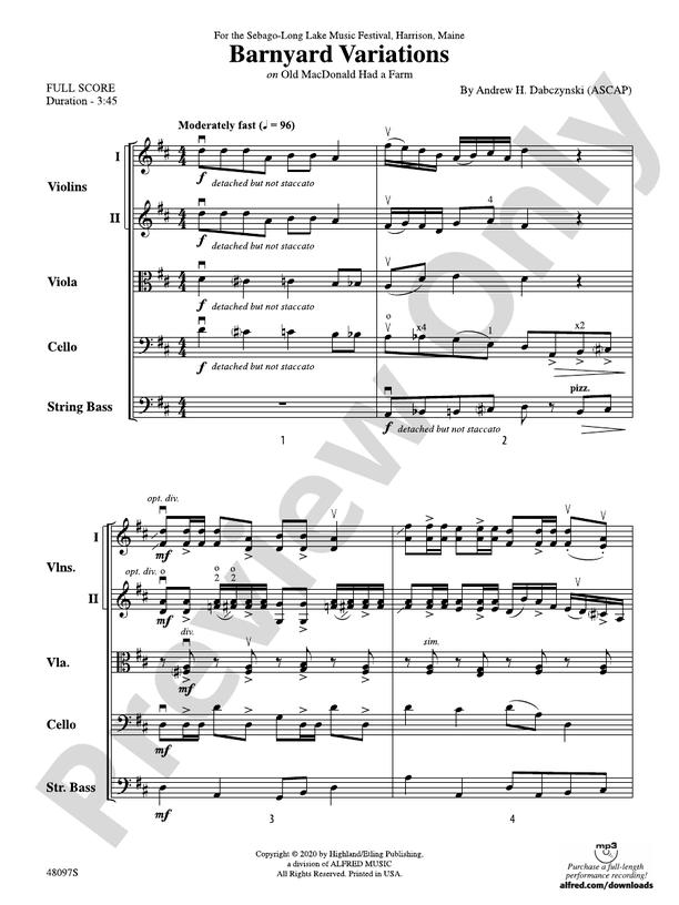 Barnyard Variations - String Orchestra Conductor Score & Parts (Digital Download)