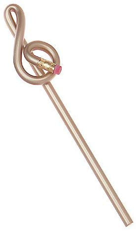 Bentcil Treble Clef Pencil Gold with Eraser