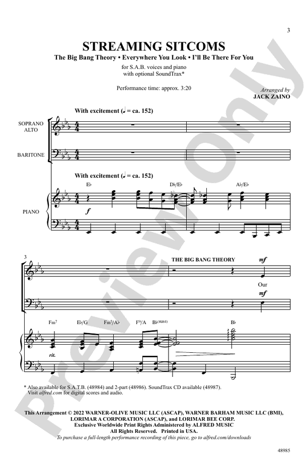 Streaming Sitcoms - SAB Choral Octavo (Digital Download)