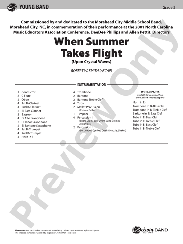 When Summer Takes Flight - Concert Band Conductor Score & Parts (Digital Download)