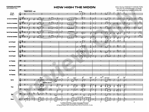 How High the Moon - Jazz Ensemble Conductor Score & Parts(Digital Download)