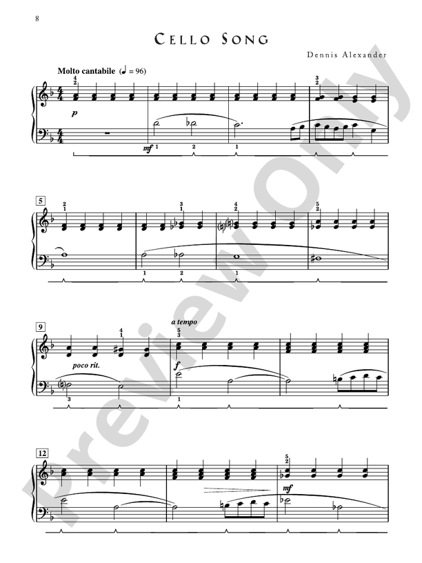 Cello Song - Piano Solo (Digital Download)