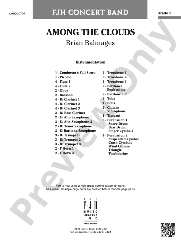 Among the Clouds (FJH Concert Band) - Concert Band Conductor Score & Parts(Digital Download)