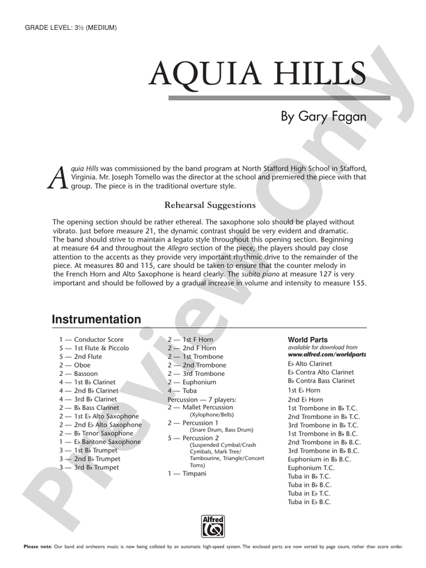 Aquia Hills - Concert Band Conductor Score & Parts (Digital Download)