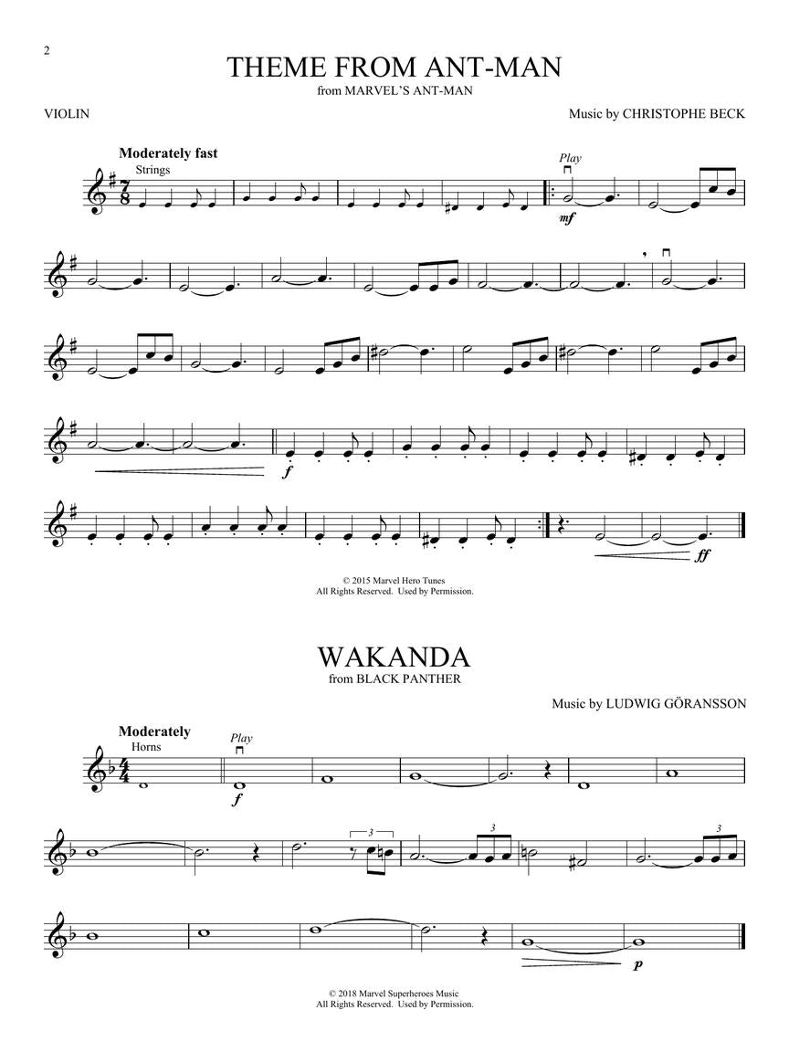 Superhero Themes Instrumental Playalong - Violin/Audio Access Online Hal Leonard 363202