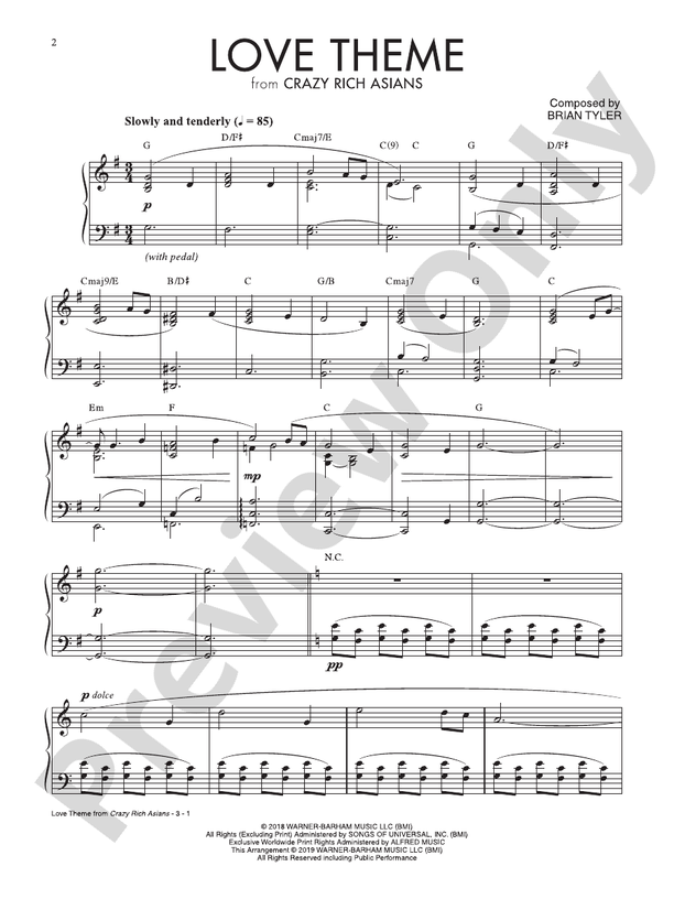 Love Theme (from Crazy Rich Asians) - Piano (Digital Download)